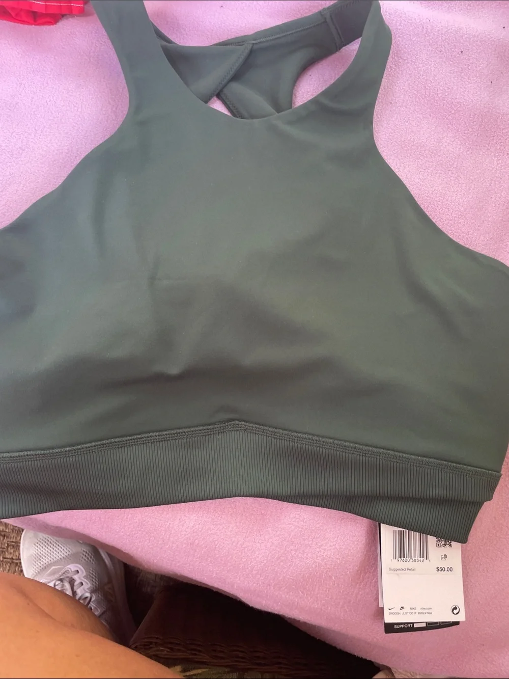 Women’s High-Neck Racerback Sports Bra - Olive Green nwt